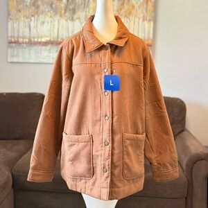BOSTON TRADERS Size XL Womens Tan Brown Faux Suede Sherpa Lined Jacket